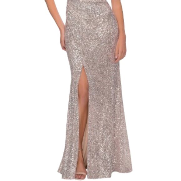 NWT La Femme 29831SC Sequined Prom Dress Silver Size 10 - Picture 2 of 8